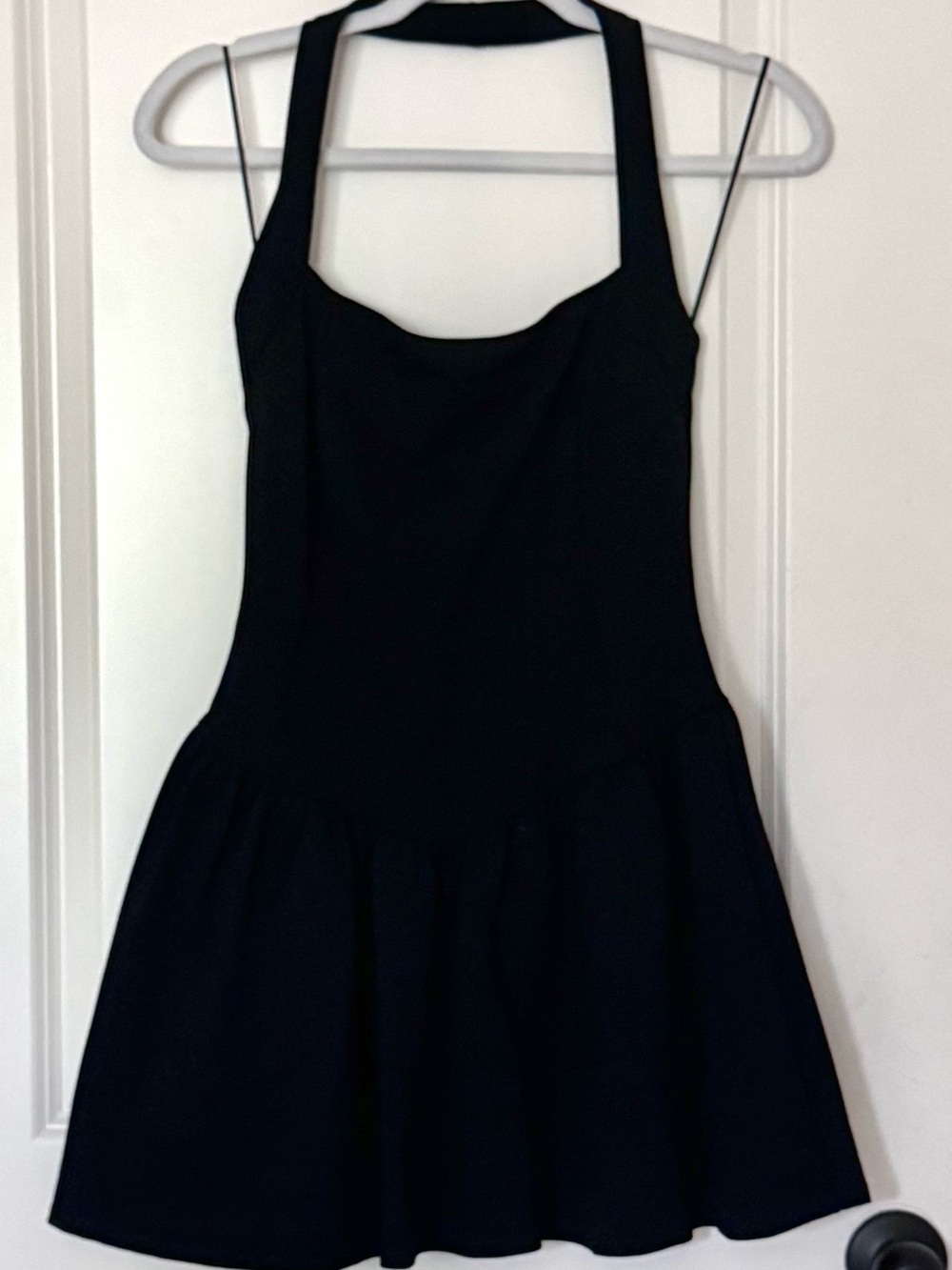 Black Women's Mini Dress with Halter Neck